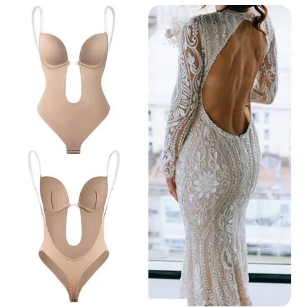 COPY - Beige body shake wear with clear bra straps